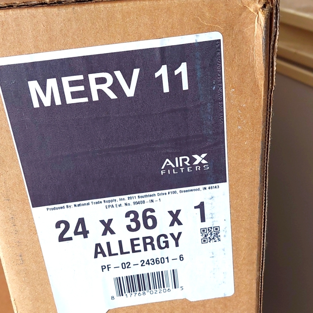 24x36x1 air filter MERV 11,Pleated HVAC AC,Furnace air filters,allergy 6-pk,